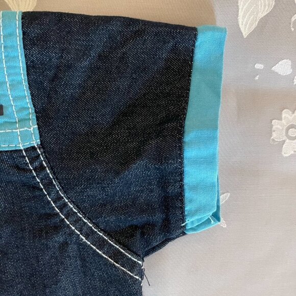 Us Polo Assn. Baby Boy One Piece Outfit Romper shorts denim 3m/6m Excellent used - Picture 3 of 9